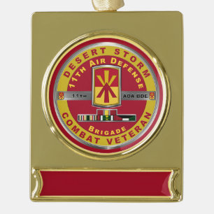11. Luftverteidigungsbrigade Wüste Sturm Veteran Banner-Ornament Gold