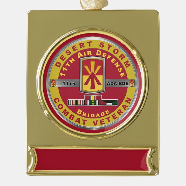 11. Luftverteidigungsbrigade Wüste Sturm Veteran Banner-Ornament Gold (Vorderseite)