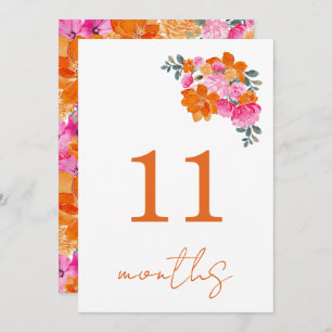 11 Monate Alte Pink & Orange Baby Milestone Card Einladung