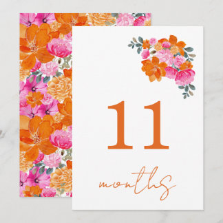 11 Monate Alte Pink & Orange Baby Milestone Card Einladung