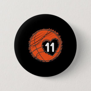 #11 Number 11 in Heart - Basketball Player Niedlic Button