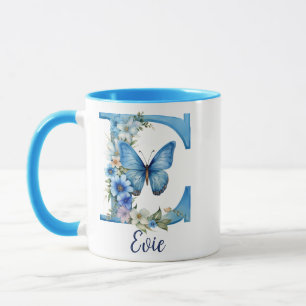 11 oz Floral Blue Mit Monogramm Coffee Tasse