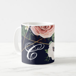 11 Oz. Tasse Geometric Garden Rose Navy Blue