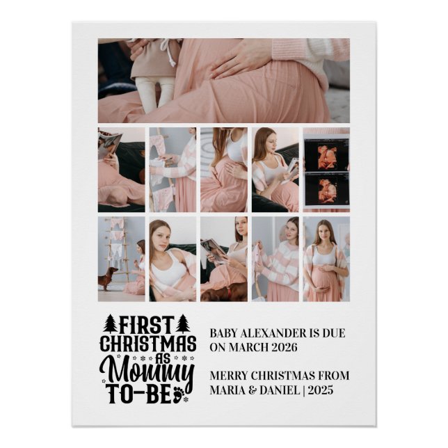 11 Photo Mommy to be Christmas Pregnancy  Poster (Vorderseite)