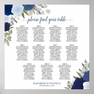 11 Tabelle Elegante blaue Rose Hochzeitstabelle Poster