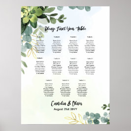 11 Tabelle Hochzeitskarte Grüne Eukalyptus Poster