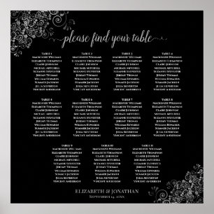 11 Tabelle Silver Frills Hochzeitssattel Schwarz Poster