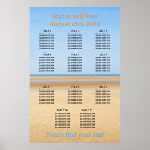11 Table Beach Wedding Seating Chart Poster