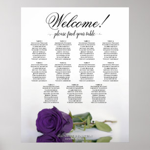 11 Tisch Königlich Violette Rose Hochzeit Sitzordn Poster