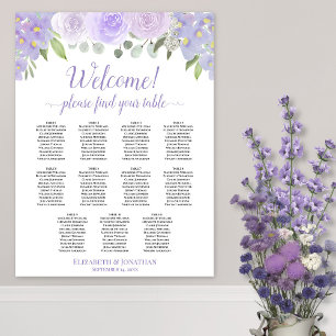 11 Tisch Lavendel Boho Rosen Hochzeit Sitzordnung Poster
