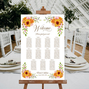 11-Tisch-Sonnenblumen-Hochzeit-Sitzplan Poster