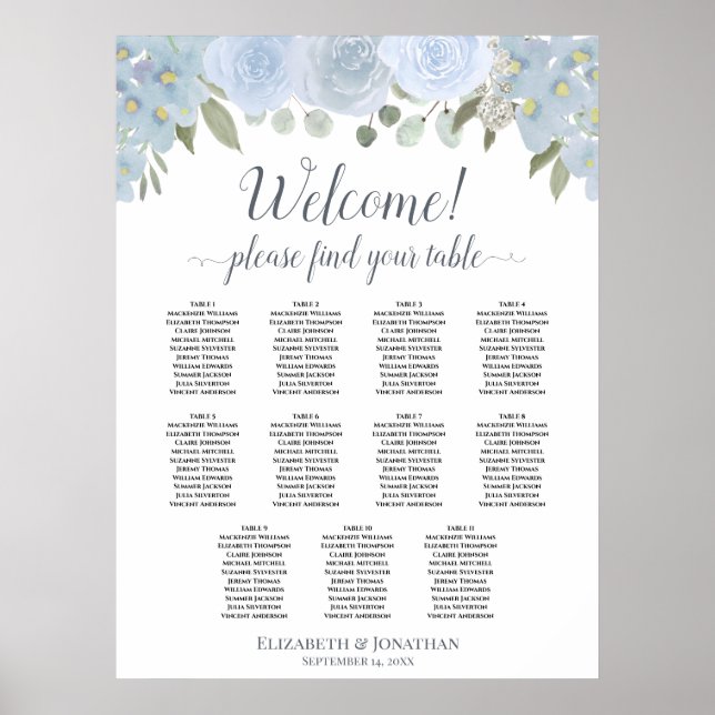 11 Tischdecke blaue Rose Hochzeitstabelle Poster (Vorne)