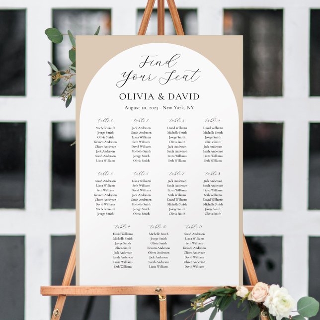 11 Tische Beige Arch Finden Sie Ihre Sitzkarte Poster (Von Creator hochgeladen)