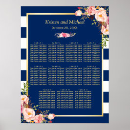 11 Tische Hochzeitstabelle | Navy Blue Floral Poster