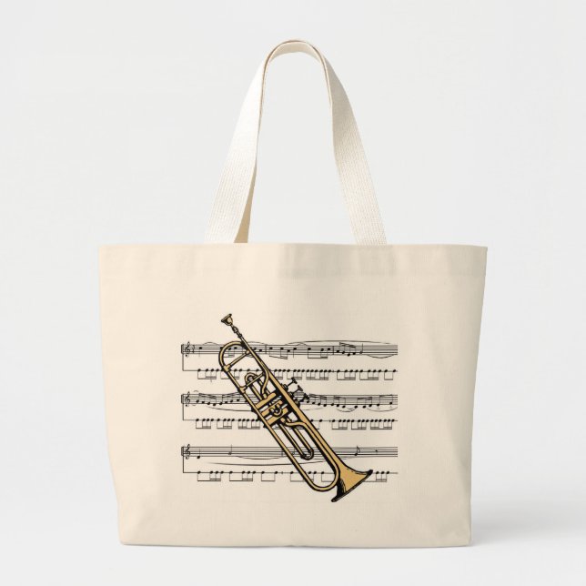 11 trompeten Musik-Hintergrund-Taschen-Tasche B Jumbo Stoffbeutel (Vorne)