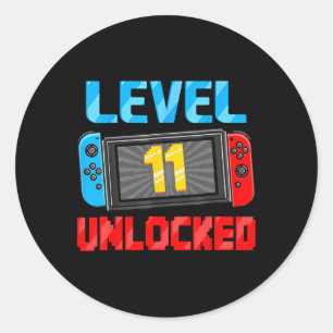 11 Unlocks 11. Geburtstagsgeschenk Video Game Bo Runder Aufkleber