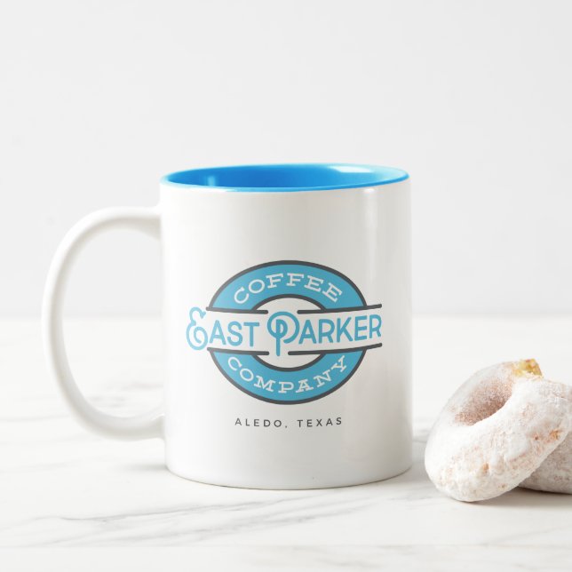 11 Unze. Vintages Artlogo der Kaffeetasse (Mit Donut)