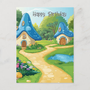 11 von 17 Blue Mushroom Dorf Postkarte