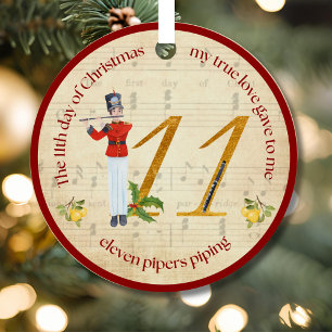 11. Weihnachtstag Elf Pfeifer pfeifen Ornament Aus Metall