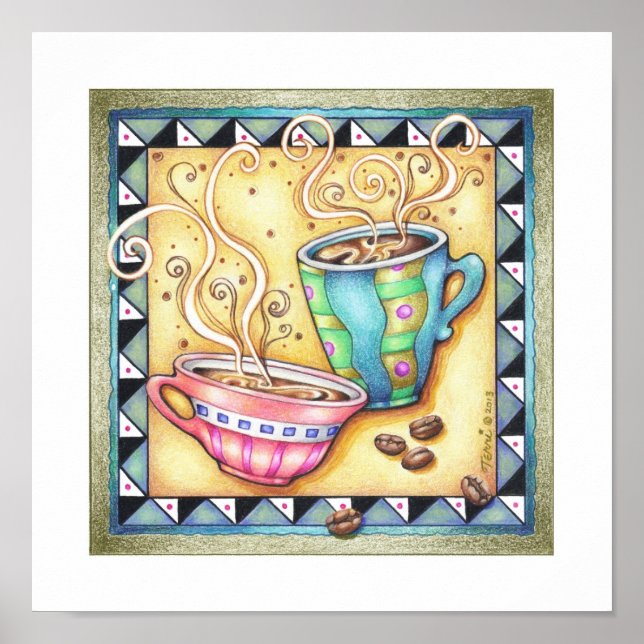 11" x11" PLAKAT - COOLE BOHNEN! Kaffee-Kunst (Vorne)