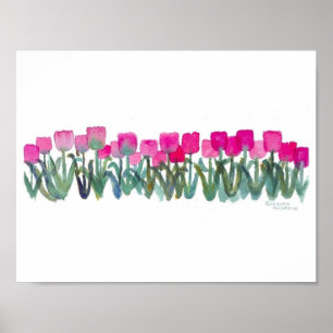 11"x8,5" Wasserfarben-Rosa-Tulpenposter (Matt) Poster