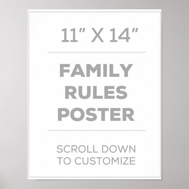 11" x 14" Familienreglerplakat Poster (Vorne)