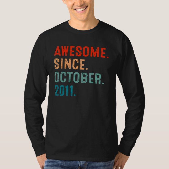 11 Years Old  Awesome Since October 2011 11th Bday T-Shirt (Vorderseite)