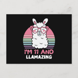 11 Years Old Bday Llamazing 11th Birthday Llama Postkarte