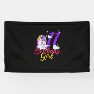 11 Years Old Birthday Girl Ohrs Unicorn 11th Birt Banner
