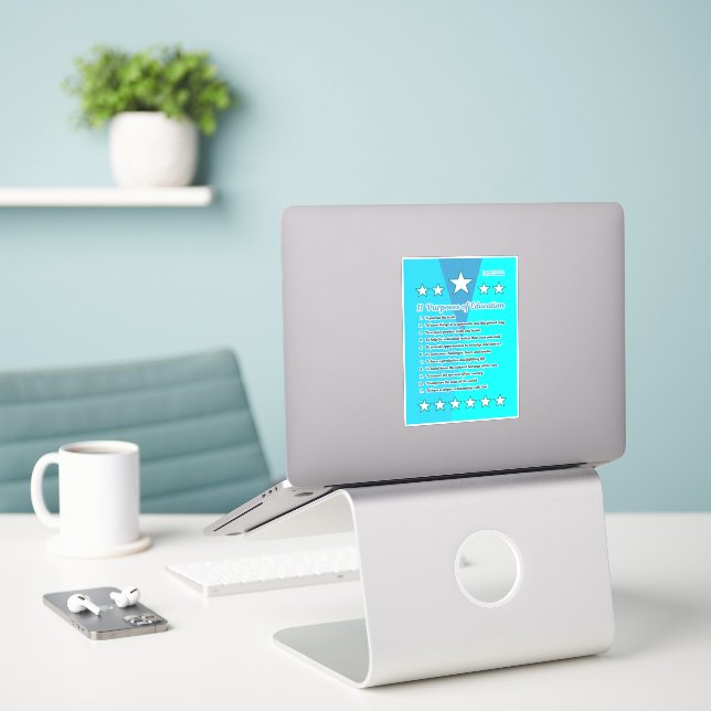 11 Zweck der Bildung Aufkleber (Laptop auf Schreibtisch)