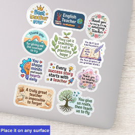 11er-Pack Zitate | Lehrer Dank Sticker