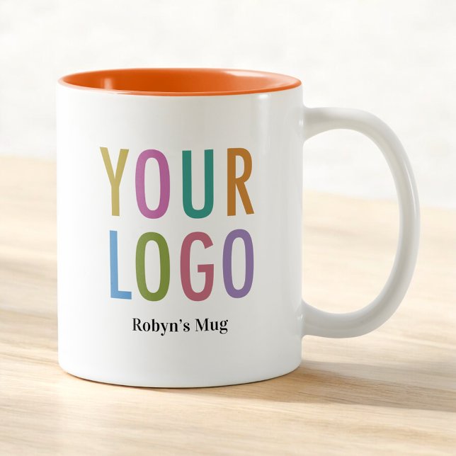 11oz Orange Inner Coffee Tasse Name & Firmenlogo (MISOOK 11 oz Orange Inside Mug with Logo and Name)