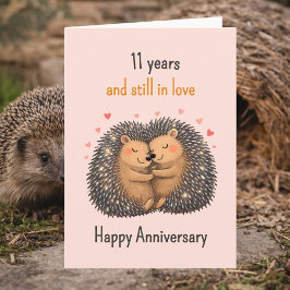 11th anniversary Hedgehogs cuddling Karte