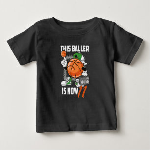 11th Birthday Basketball Player Funny 11 Years Old Baby T-shirt