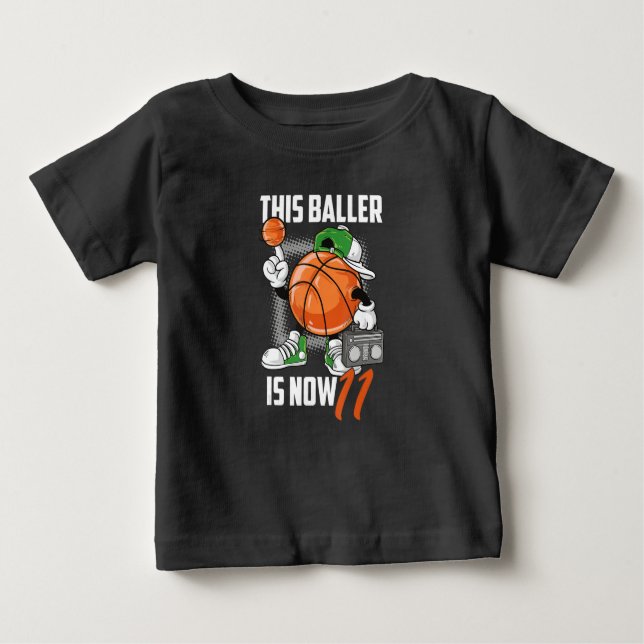 11th Birthday Basketball Player Funny 11 Years Old Baby T-shirt (Vorderseite)