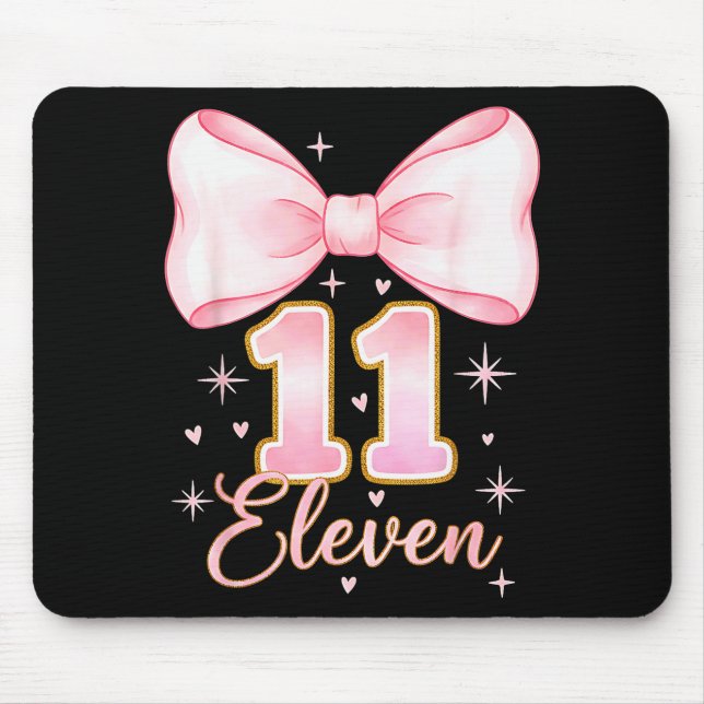 11th Birthday Girl Coquette Bow Its My Eleven Birt Mousepad (Vorne)