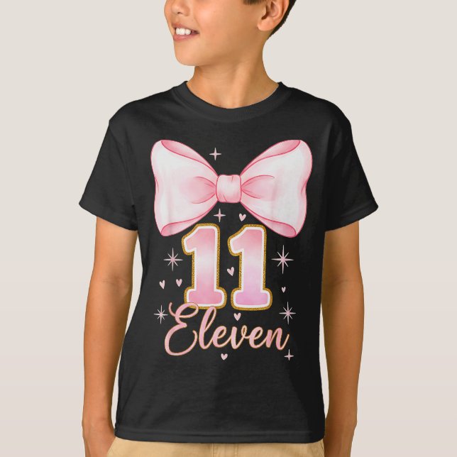 11th Birthday Girl Coquette Bow Its My Eleven Birt T-Shirt (Vorderseite)