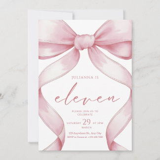 11th Birthday Invitation Pink Coquette Invite Girl Einladung