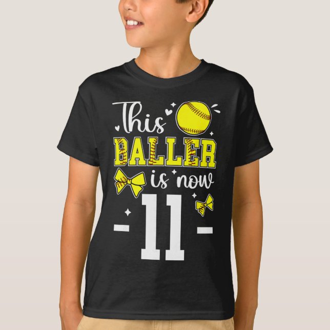 11th Birthday Softll Girl Eleven Year Old Softll P T-Shirt (Vorderseite)