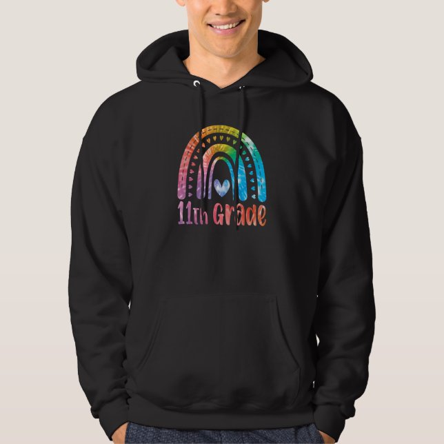 11th Grade Tie Dye Rainbow First Day Of Schoo Back Hoodie (Vorderseite)