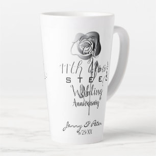 11th Steel Wedding Anniversary Silvery Rose Milchtasse