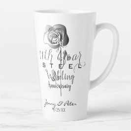 11th Steel Wedding Anniversary Silvery Rose Milchtasse