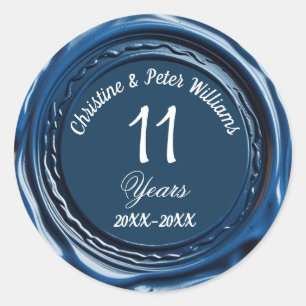 11th Steel Wedding Blue Wax Siegel Sticker