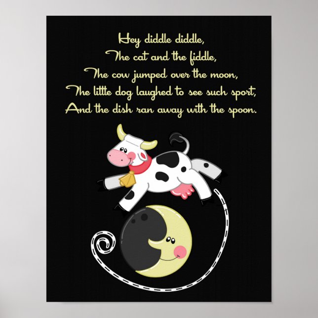 11x14 Hey Diddle Diddle Rhyme Kinder Raum Wand Kun Poster (Vorne)