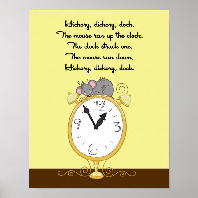 11x14 Hickory Dickor Dock Rhyme Kids Room Art Poster (Vorne)