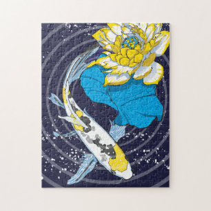 11x14 Koi und Lotus Puzzle für Colorblinde