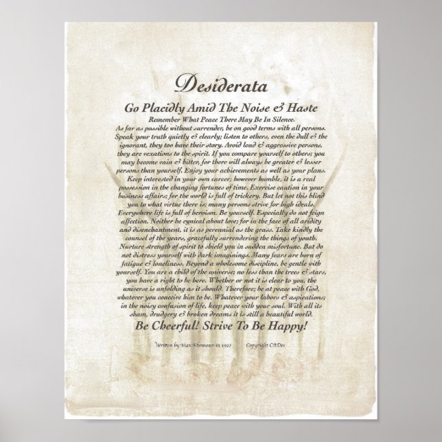 11x14+mehr Desiderata Poster zu den Lilien des Fri (Vorne)