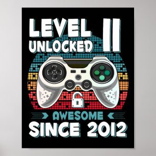 11yr Bday Son Boy Funny Gamer 11th 11 Year Old Bir Poster
