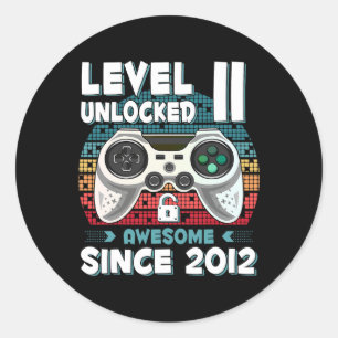 11yr Bday Son Boy Funny Gamer 11th 11 Year Old Bir Runder Aufkleber