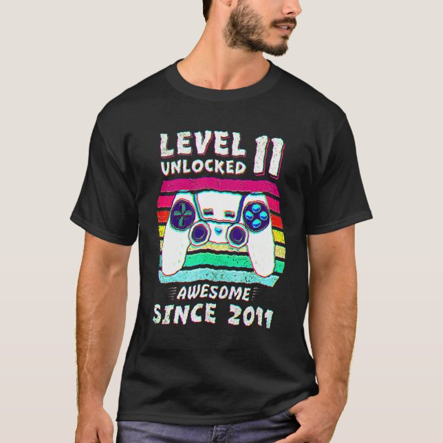 11yr Bday Son Boy Funny Gamer 11th 11 Years Old Bi T-Shirt (Vorderseite)